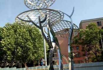 蘑菇樹雕塑供給，戶外雕塑，不銹鋼楓葉雕塑選用