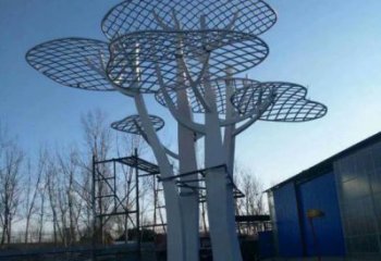 蘑菇樹雕塑加工，美陳雕塑，廣場鏤空蘑菇樹雕塑預定