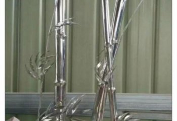 竹葉雕塑制造，中式工藝，不銹鋼鏡面竹葉雕塑制造