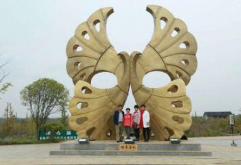 銀杏葉雕塑定制，露天雕塑，不銹鋼銀杏葉雕塑廠家