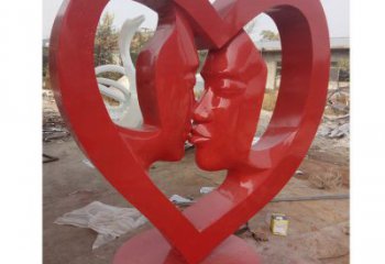 愛心雕塑展品,彩鋼制作,酒店烤漆愛心雕塑精品