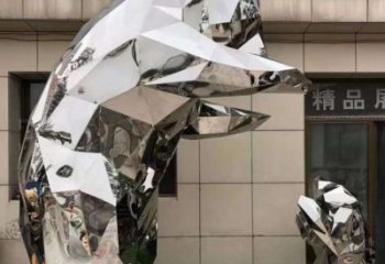 熊貓雕塑工程供應(yīng)，景觀雕塑，幾何不銹鋼熊貓雕塑供求