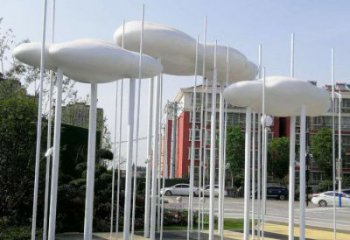 祥云雕塑承接，景區案例，公園不銹鋼祥云雕塑定制