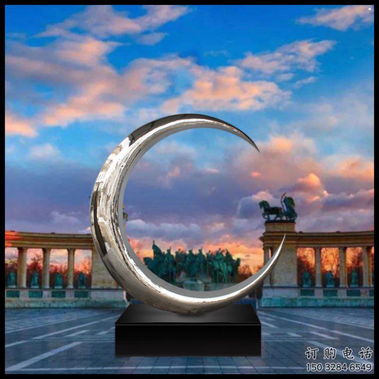 月牙雕塑精選，露天雕塑，景觀鏤空月牙雕塑訂做