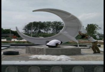 月亮船雕塑制造商,城區(qū)小品,不銹鋼月亮船雕塑制作