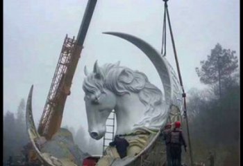 月亮雕塑通用,陸地擺件,各類月亮馬頭雕塑點擊