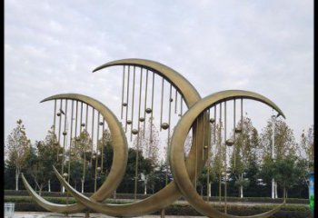 大型月亮雕塑公司,花園小品,月亮水簾雕塑廠家提供