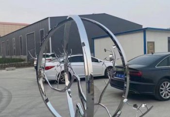 城市圓環雕塑，網格景觀雕塑，拋光效果