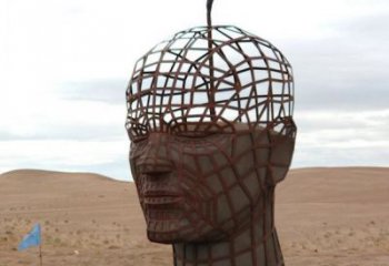 鐵藝人頭像雕塑常用，鋼管組合，鏤空抽象人頭像雕塑定價