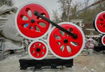 金屬車輪雕塑承接，陸地擺件，廣場車輪雕塑制造商