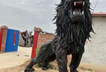 輪胎獅子雕塑指用，景觀雕塑，園林輪胎動物雕塑點擊