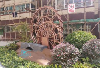 景觀水車雕塑供需,彩鋼制作,大型水車雕塑公司