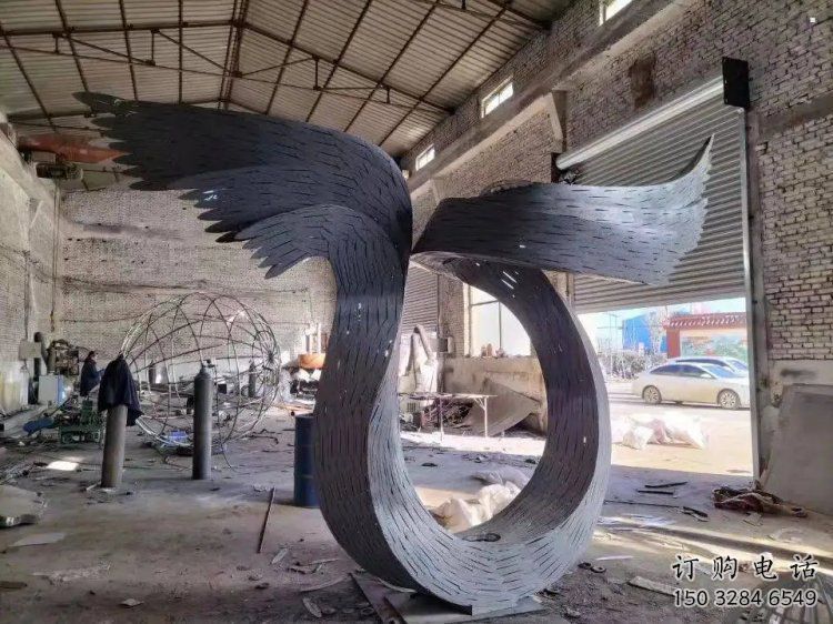 鋼結構鳥翅雕塑指用，景觀雕塑，不銹鋼鳥翅雕塑點擊