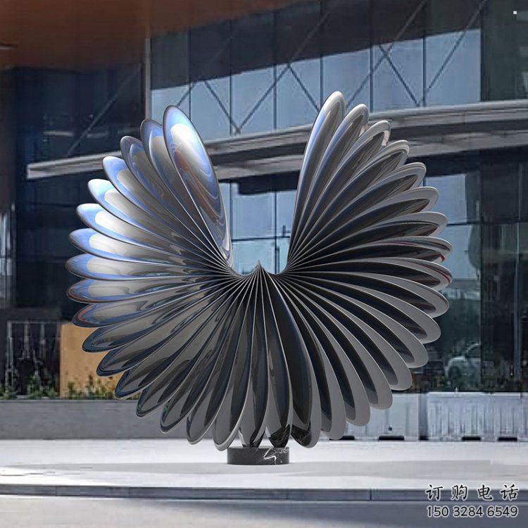藝術(shù)鳥翅雕塑承接，景區(qū)案例，不銹鋼鳥翅雕塑定制