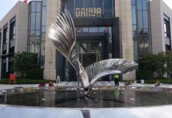 鳥翅雕塑制作，園林裝飾，建筑不銹鋼鳥翅雕塑批發(fā)