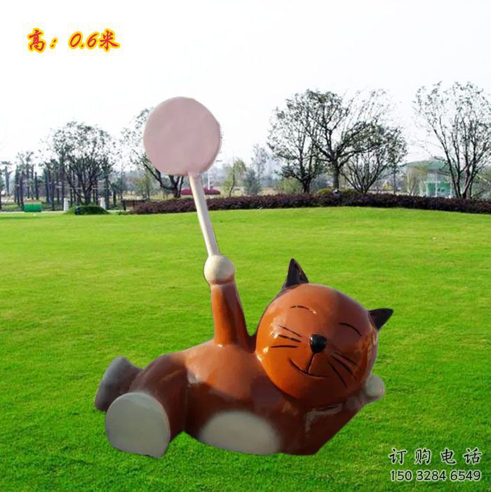 永州小區(qū)小貓雕塑，抽象系列，彩繪工藝