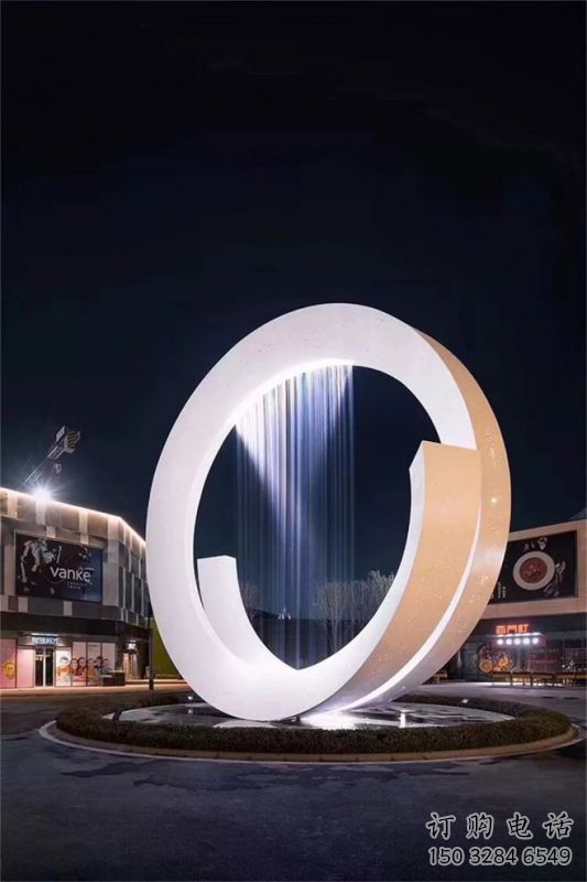 鹽城圓環噴泉雕塑，水景藝術原理，水景圓環雕塑廠家