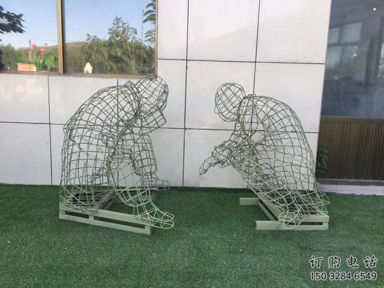 宿遷鏤空下棋雕塑供需，廣場雕塑，鐵藝民俗人物雕塑選用