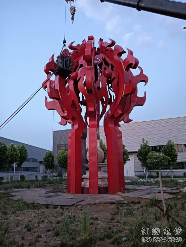 西吉火球雕塑，精神堡壘火球雕塑落地展示