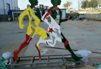 鎮江賽跑雕塑，鏤空工藝制作，不銹鋼烤漆體育人物雕塑