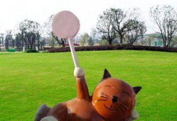 秦淮小區(qū)小貓雕塑，抽象系列，彩繪工藝