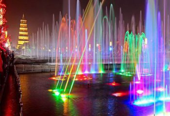 清水河選定噴泉雕塑，燈光數控效果，水景藝術雕塑