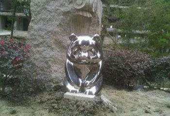 鹽池熊貓雕塑服務商，動物美陳雕塑，不銹鋼熊貓雕塑廠家