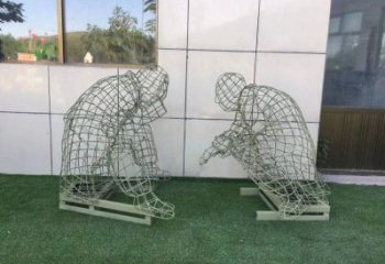 彭陽(yáng)鏤空下棋雕塑供需，廣場(chǎng)雕塑，鐵藝民俗人物雕塑選用