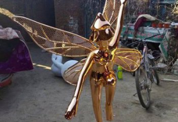 鹽池小精靈雕塑，抽象卡通雕塑，美陳人物擺件