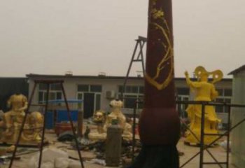 街道毛筆雕塑,鍛造景觀雕塑,古銅效果