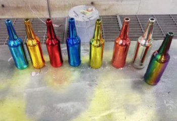 威海公園啤酒瓶雕塑定價，村標概念，玻璃鋼啤酒瓶雕塑選用