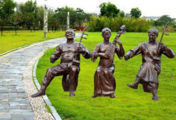 廣安拉二胡雕塑點(diǎn)擊，景觀雕塑，別墅民俗人物雕塑供求