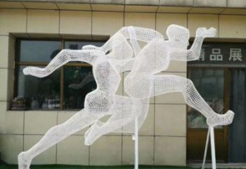 當雄鏤空跨欄雕塑制造商，透雕雕塑，鐵藝體育人物雕塑供給