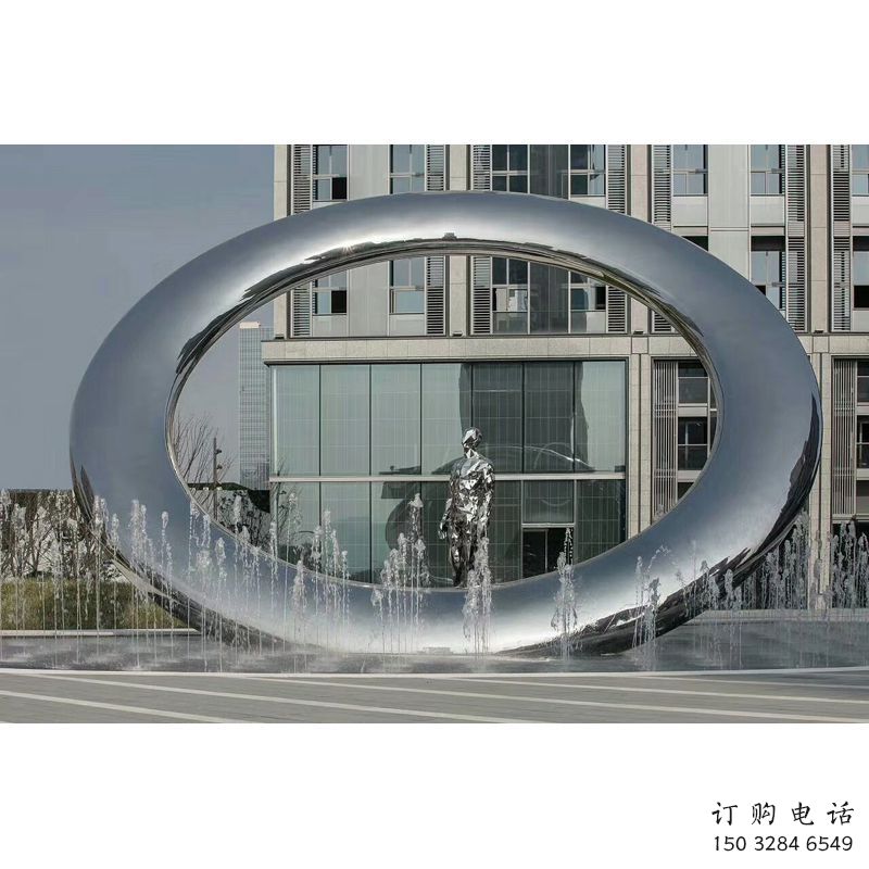 合川小區(qū)圓環(huán)雕塑，水簾噴泉雕塑，水景藝術(shù)效果