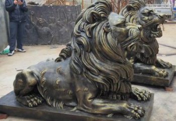 九龍坡大型趴獅雕塑，仿銅動物雕塑，玻璃鋼獅子雕塑制作